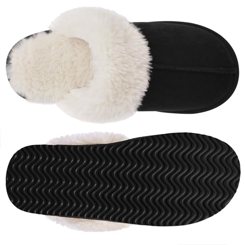 Image of Litfun Women's Fuzzy Memory Foam Slippers Fluffy Winter House Shoes Indoor and Outdoor