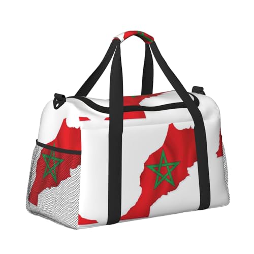 Morocco Flag Map print Travel Duffle Bag Gym Bag for Women,Puffer Tote Bag,Weekender Overnight Bag Organizer3