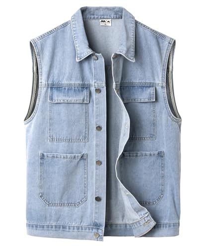 Chaleco vaquero de hombre azul claro 4XL ideal para tus escapadas