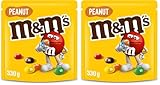 M&M's Cacahuete Snack en Bolitas de Colores de Chocolate con Leche y Cacahuete, Ideal como regalo o para compartir en familia (330g) (Paquete de 2)