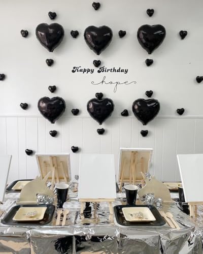 Image of Biapian Foil Heart Balloons Black, 10PCS Black Heart Shape Balloons, Valentines Balloons 18inch Black Foil Balloon for Helium Valentine Decorations for Valentines Day, Wedding, Anniversary Decoration