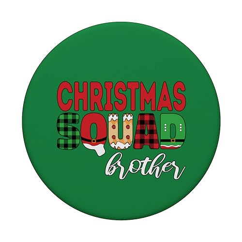 Christmas Squad Brother - Merry Xmas Santa Holiday Squad PopSockets Swappable PopGrip, Black - Image 3