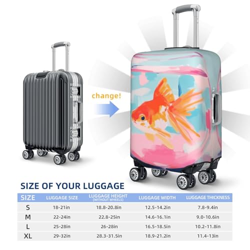 Goldfish In A Round Fishbowl Elastic Travel Luggage Covers Dustproof Scratch-Resistant Suitcase Protector Fit 22-24 Inch4