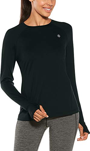 Coolibar UPF 50+ Women's Devi Long Sleeve Fitness T-Shirt - Sun Protective (3X- Black)