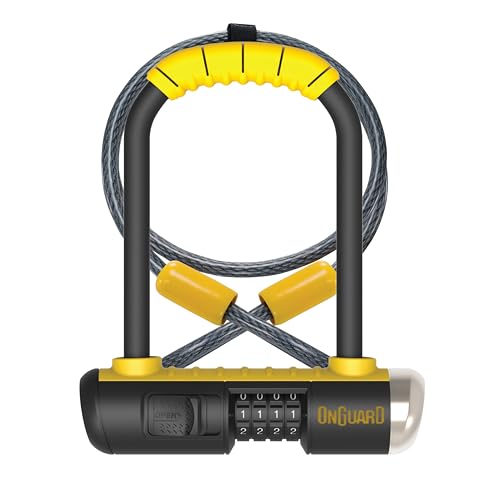 OnGuard Bulldog Combo DT-8012C Bike Lock, Combo Bike Locks, High Security & Reliable, Bicycle Lock With Rubber Coated Crossbar, Locks Shackle On Both Sides, Braided Steel Cycle Lock With Double Bolt