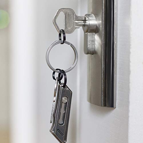 FEGVE 15 Pcs Key Rings Titanium Keychain Rings Split Keyrings Flat Ring for Connecting Necklaces, Tags, Keys, Earrings, Jewelry and Small Pendants, 5 pcs 0.39', 5 pcs 0.47', 5 pcs0.55' (Black)