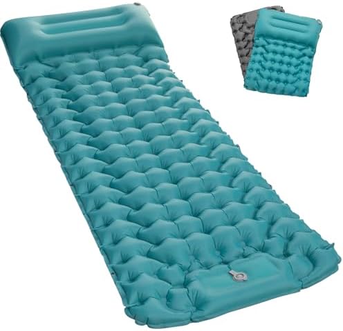 Inflating Sleeping Pad Mattress for Camping: Inflatable Camping Bed with Built-in Foot Pump for Tent - 4