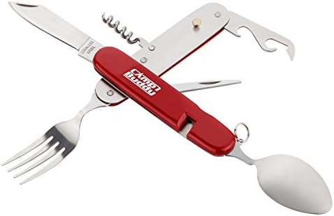 CampBuddy Couverts de Camping en Acier Inoxydable - Couverts de Voyage Pliables pour l'extérieur - Ensemble de 6 Fonctions - Sac en Nylon Inclus : Amazon.fr: Sports et Loisirs