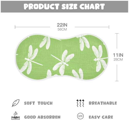 4 Pack Baby Burp Cloths, Soft Absorbent Burping Cloths for Babies, Cotton Milk Spit Up Rags, Large Size for Newborns, Baby Boys and Girls (Emergent Dragonfly Pattern)4