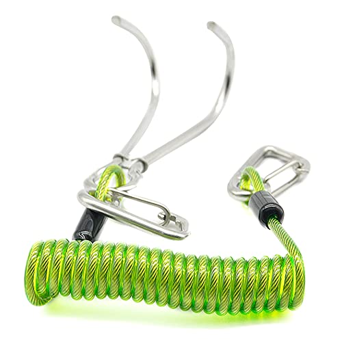 Jeerylow Gancho de arrecife de acero inoxidable en espiral, accesorio de seguridad para buceo, color verde