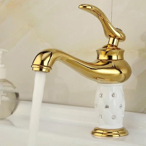 Robinets de bassin NBYGSC mitigeur de salle de bain doré brillant avec poignée unique
