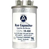 Appli Parts Run Capacitor for ac 10 Mfd uF (microfarads) 370 VAC or 450 VAC CBB65 Round Universal fit for hvac and other applications 3 in High 1-1/2 in Wide CON-10-450