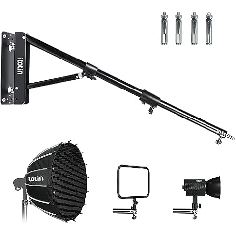Wall Mount Triangle Boom Arm, Ring Light Wall Mount Light Stand for Softbox, Monolight, Umbrella Reflector, Strobe Flash, Length 30.7in-53.2in Cover
