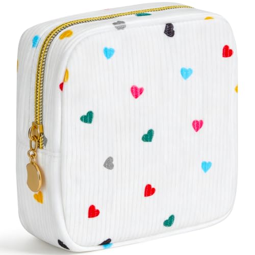 Image of Period Bag for Teen Girls | Heart Sanitary Napkin Storage Bag | Cute Pads Pouch for Period | Menstrual Pouch for Pads, Tampons, Menstrual Cups & Panty Liners | Perfect for Travel & Daily Use