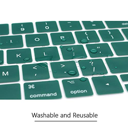 Housse silicone clavier MacBook Pro 13 vert foncé protection Touch Bar US A2159 A1989 A1706 - 6