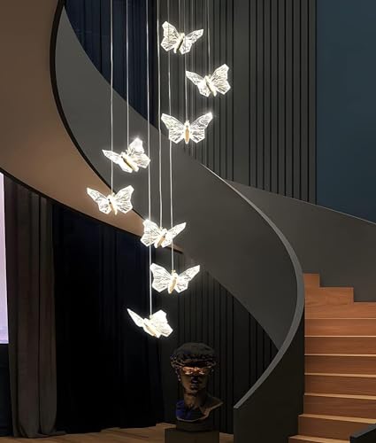 Lámpara de araña de cristal en espiral moderna para salones de doble altura 2
