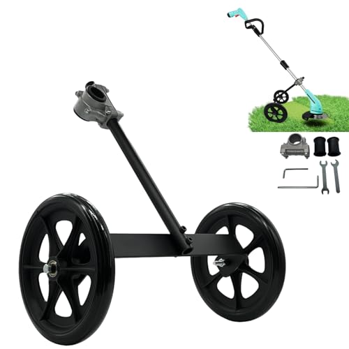 String Trimmer Wheel Attachment, 20' Adjustable Height String Trimmer Support Wheel w 0.98-1.34' Shaft Tube for Gas String Electric Brushcutter