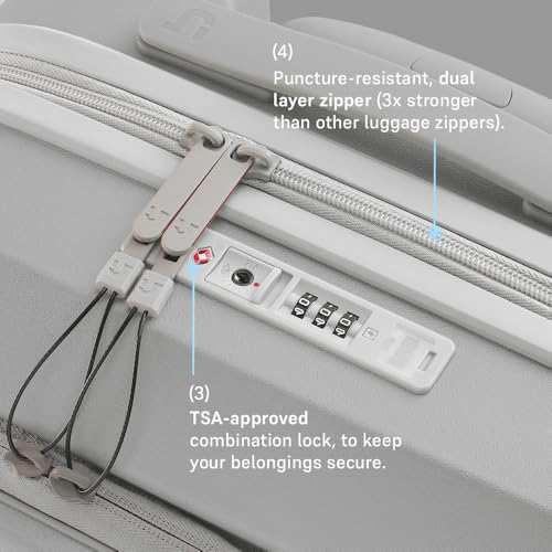 Image of Urban Jungle by Safari, Cabin Trolley Bag with Laptop Compartment, Hardside Polycarbonate Small (55 Cm) Suitcase with USB Charging Socket, 8 Silent Wheel Luggage for Both Men & Women (Cloud White)