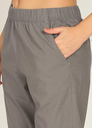 Image of Alan Jones Clothing Womens Mid Rise Cotton Relaxed Ankle Pants | 100% Cotton