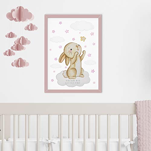 Hase Baby Deko Kaninchen Kinderposter Bild Kinderzimmer Deko Bild Babyzimmer Hase Bilder Kinderbild Kinderzimmerbilder Poster Babyzimmer Bild Hase Tiere Tierposter Baby Fur Kinder Rosa Madchen A4 A3 Amazon De Handmade