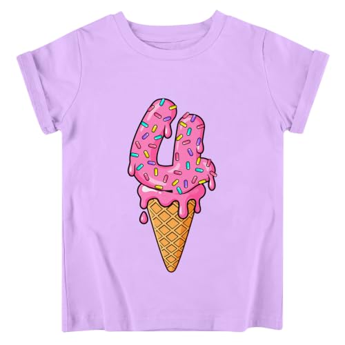 Image of Lovekider Girls Birthday T Shirts Cotton Short Sleeve T-Shirts Tee Party Clothing 3-6 Years