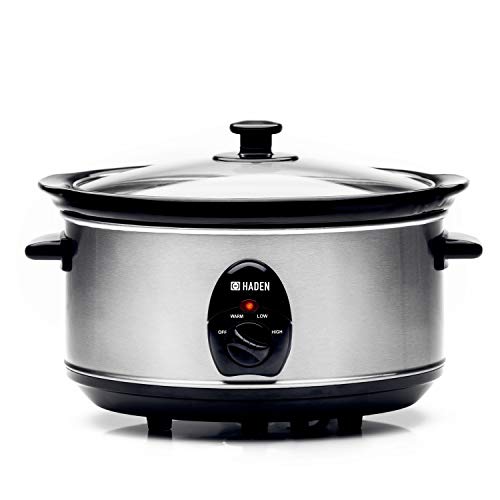 Haden Stainless Steel Slow Cooker with 3 Settings | 3.5 litres/ 21 x 26.5 x 34.5cm | Glass Lid for Easy Viewing