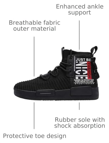Image of RUNMAXX Mens Fashion Walking Lace Up High Top Shoes Stylish Running Athletic Casual Sneaker