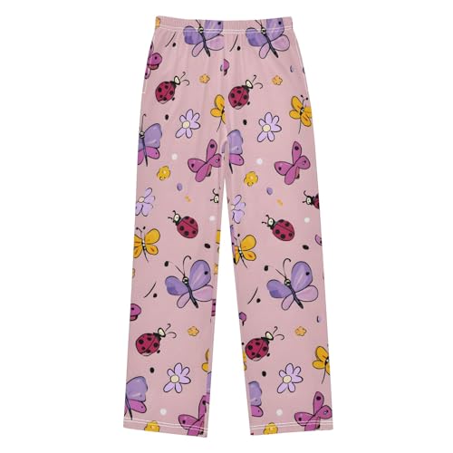 Cartoon Butterfly Pattern Pajama Pants Elastic Waist Lounge Pajama Bottoms Long Pj Pants with pockets
