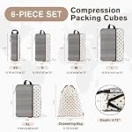 U+U 6 Set Compression Packing Cubes, Travel Organizers (Polka Dot) - Image 3
