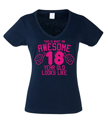 T-shirt col en V Awesome 18 ans solution textile pour habiller un anniversaire sans erreur