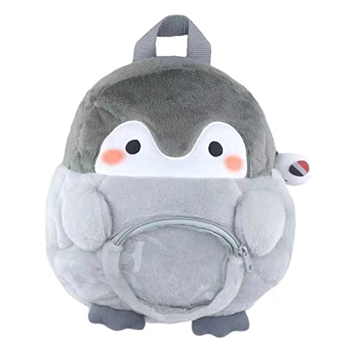 Kawaii Plush Penguin Small Fuzzy Purse Backpack Fluffy Cozy Mini Bag Japanese Cute Pendant Teen Girl Boy School Bag (Grey)