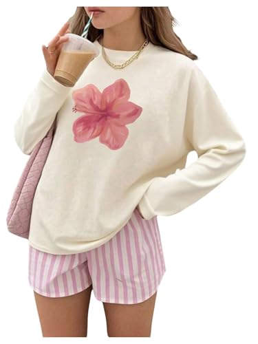 SOLY HUX Girl's Floral Tops Long Sleeve Crew Neck T Shirts Cute Sweet Fall Clothes