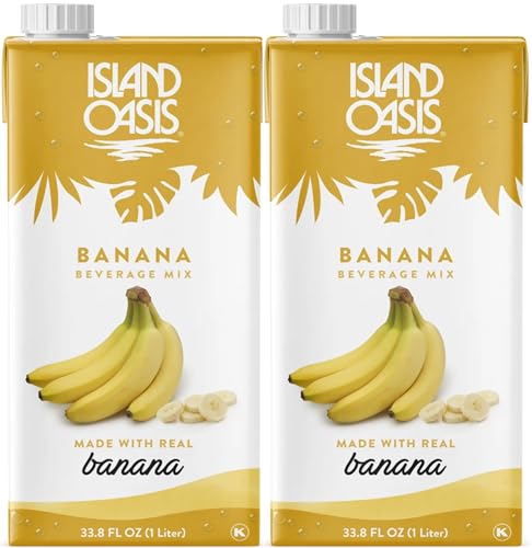 Island Oasis Banana Fruit Puree Beverage Mix, 33.8 fl oz (1 Liter) Pack of 2