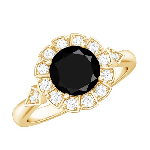 Certified 8 mm Lab Grown Black Diamond Halo Engagement Ring, Aaaa Quality, Black and White Diamond Ring - Ready To Gift