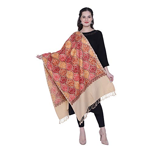 SWI WITH LABEL Women's Kashmiri Aari Embroidered Wool Stole (Kp102)