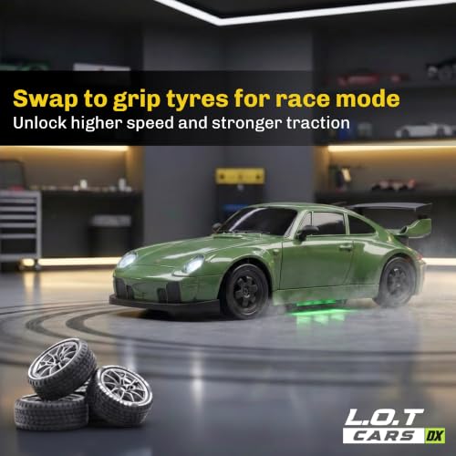 Image of L.O.T TOYS Flare Premium RC Drift Car | 4WD 20Kmph with Boost Mode, 2.4Ghz Long Range Remote, Hard Shell Body, LED Headlights, Race-Ready Build (Burnout Green)