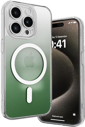Image of Vaku Luxos Maven Magpro Back Cover Case for iPhone 15 Pro Scratch Resistant Slim Fit Protective Design Military-Grade Protection Compatible with Mag-Safe Wireless Charging - Green