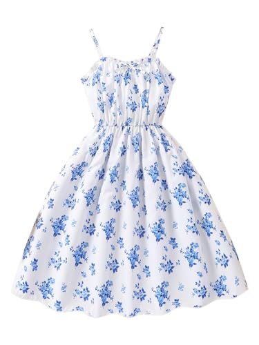 Verdusa Girl's Boho Floral Flowy Dress Summer Vacation Bow Sleeveless Sundress