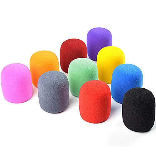 Gsrhzd 10 PCS Coloré Microphone Bonnettes, Mousse Micro Anti Bruit, Housse de protection en mousse pour rendre le microphone anti-poussière, anti-chute, antibactérien et coupe-vent (10 couleurs)