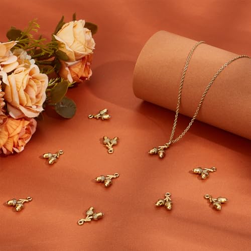 UNICRAFTALE 10Pcs Tibetan Style Alloy Pendants Acorns Charms Antique Golden Pinecone Charms Metal Tree Pendants Gold Earring Charm Small Cute Acorns Dangle Charm for Jewelry Making - Image 2