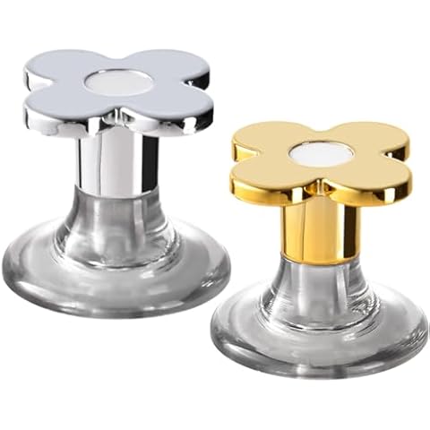 HOIRIX Toilet Push Button Flush Replacement,Flower Shape Toilet Press Tool Toilet Accessories for Women Manicures (2 Pack, Gold+Silver) Cover