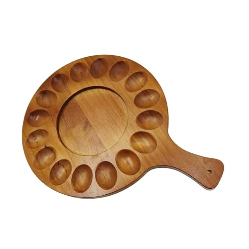 Ceolup Plato de Huevos Rellenos de Acción de Gracias,Plato de Huevos para Huevos Rellenos | Plato de Madera con asa | Tablero de charcutería Reversible de 16 Agujeros, Plato de Huevo