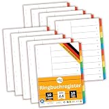 perfect line - Ordner-Register A4 10-teilig 10er Set – Recycling-Karton 160g/m² – Blauer Engel zertifiziert – Made in Germany – Ringbuch Trennblätter