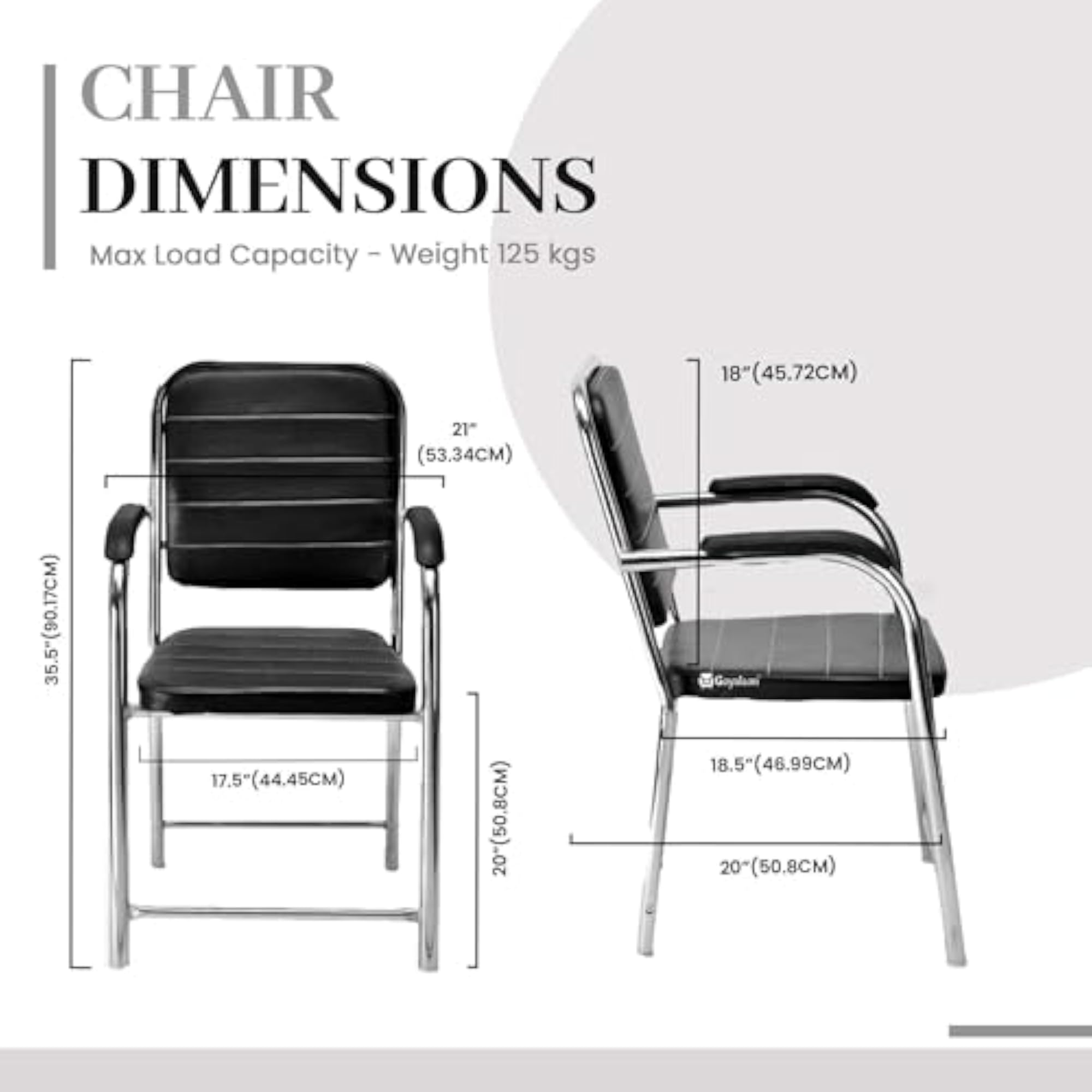 Office Chair Visitor Reading Chair with Arm Rest, Steel Frame