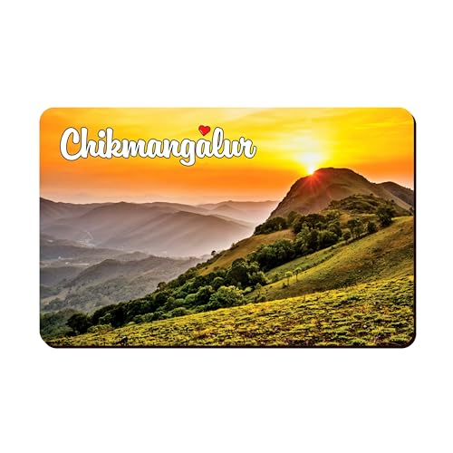 Image of Elegant Fridge Magnet with Themes |Rectangular Size Refrigerator Magnet with Magnetic Rubber Back | Pack of 1, 8.6cm X 5.4cm (Chikmangalur - Design 3)
