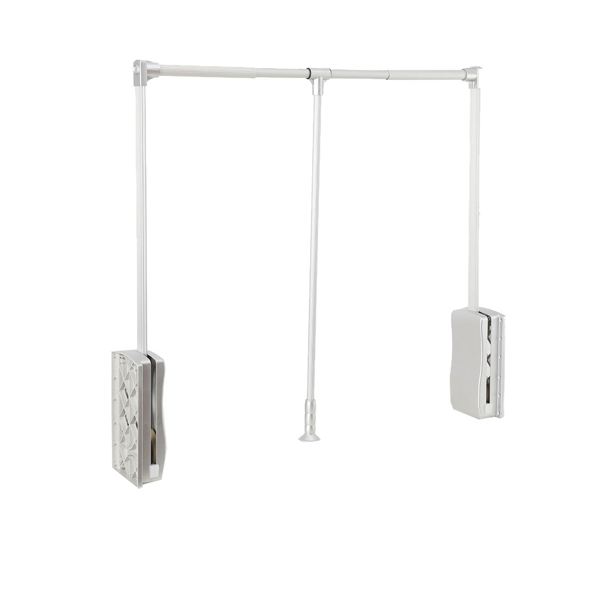ECUTEE Lift Up Pull Down Clothes Rail Wardrobe Rail Hanging Rail 660-890mm with 20kg/44lbs Load Rating, Retractable Cloakroom Lift Pulling Down Hanger Bar to Save Space