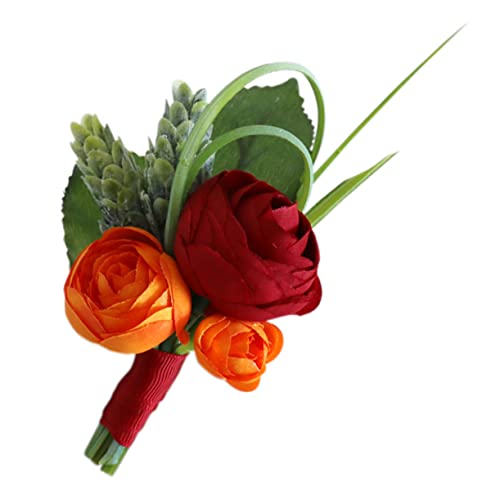 Boutonnière rose artificielle de mariage et broche de costume élégante