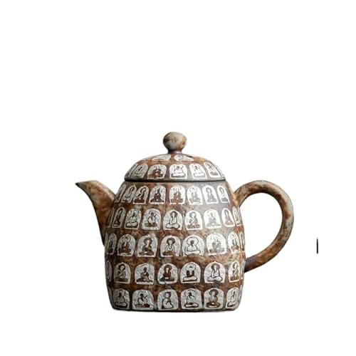 pipisweet Rock Clay Dunhuang - Juego de té grande de cerámica vintage Kung Fu, cerámica rugosa, accesorios de té de plata dorada (tetera)