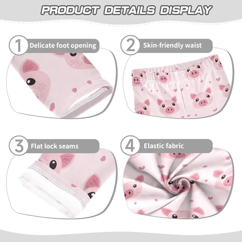 Wusikd Cute Piglet Girls' Leggings Toddler Doodles Pink Kids Yoga Pants Dance Active Tights 4T3