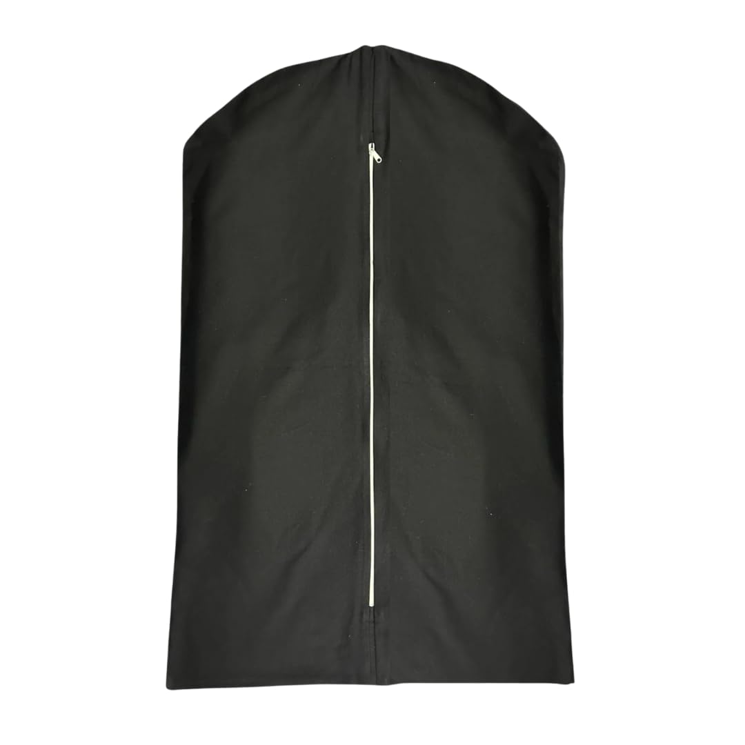Premium 100 Cotton Garment Bags 35 Black Canvas Suit Cover with YKK Zipper Breathable Dust-Proof Storage for Suits